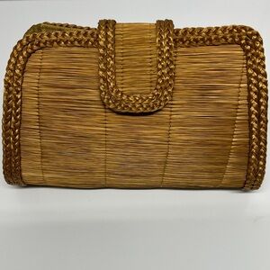 Brazilian Golden Grass Woven Tan Clutch Bag